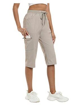 Women's Lightweight Ice Cool Capri Pants Quick Dry Hiking Cargo with Pockets